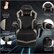 Pemberly Row PU Leather and Iron Swivel Massage Gaming Chair in Gray
