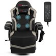 Pemberly Row PU Leather and Iron Swivel Massage Gaming Chair in Gray
