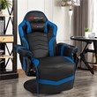 Pemberly Row PU Leather and Iron Swivel Massage Gaming Chair in Blue