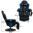 Pemberly Row PU Leather and Iron Swivel Massage Gaming Chair in Blue