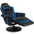 Pemberly Row PU Leather and Iron Swivel Massage Gaming Chair in Blue