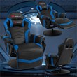 Pemberly Row PU Leather and Iron Swivel Massage Gaming Chair in Blue