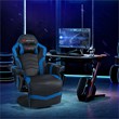 Pemberly Row PU Leather and Iron Swivel Massage Gaming Chair in Blue