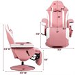 Pemberly Row PU Leather and Iron Swivel Massage Gaming Chair with Pillow in Pink