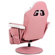 Pemberly Row PU Leather and Iron Swivel Massage Gaming Chair with Pillow in Pink