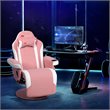Pemberly Row PU Leather and Iron Swivel Massage Gaming Chair with Pillow in Pink
