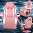 Pemberly Row PU Leather and Iron Swivel Massage Gaming Chair with Pillow in Pink