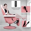 Pemberly Row PU Leather and Iron Swivel Massage Gaming Chair with Pillow in Pink
