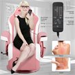 Pemberly Row PU Leather and Iron Swivel Massage Gaming Chair with Pillow in Pink
