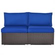 Pemberly Row 2-Pc Rattan Patio Armless Sofa Furniture Set with Cushion in Navy