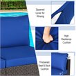 Pemberly Row 2-Pc Rattan Patio Armless Sofa Furniture Set with Cushion in Navy