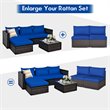 Pemberly Row 2-piece Rattan Patio Armless Sofa Furniture Set w/ Cushion in Navy