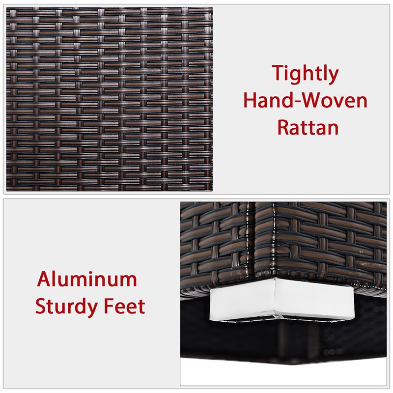 Pemberly Row 2-piece Rattan Patio Armless Sofa Furniture Set with Cushion in Red