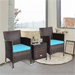 Pemberly Row 3-piece PE Rattan Outdoor Wicker Furniture Sets Chairs in Blue