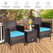 Pemberly Row 3-piece PE Rattan Outdoor Wicker Furniture Sets Chairs in Blue