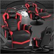 Pemberly Row PU Leather and Iron Swivel Massage Gaming Chair in Red