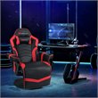 Pemberly Row PU Leather and Iron Swivel Massage Gaming Chair in Red