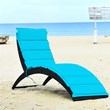 Pemberly Row Rattan Cushioned Portable Folding Patio Lounge Chair in Turquoise