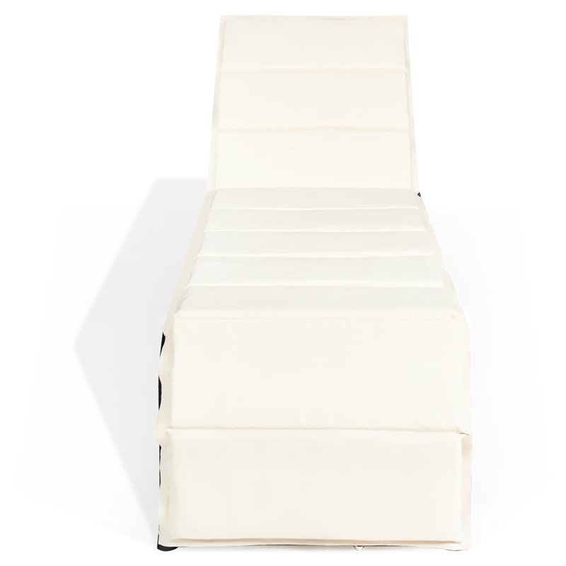 Pemberly Row Rattan Adjustable Cushioned Back Patio Lounge Chair in White