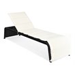 Pemberly Row Rattan Adjustable Cushioned Back Patio Lounge Chair in White