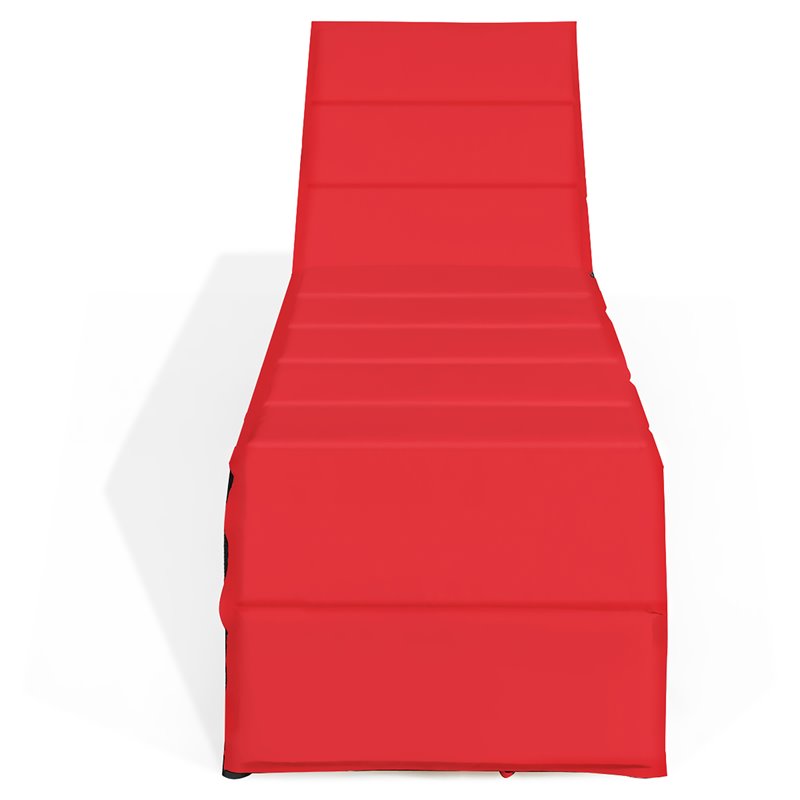 Pemberly Row Rattan Adjustable Cushioned Back Patio Lounge Chair in Red