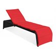 Pemberly Row Rattan Adjustable Cushioned Back Patio Lounge Chair in Red