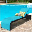 Pemberly Row Rattan Adjustable Cushioned Back Patio Lounge Chair in Turquoise