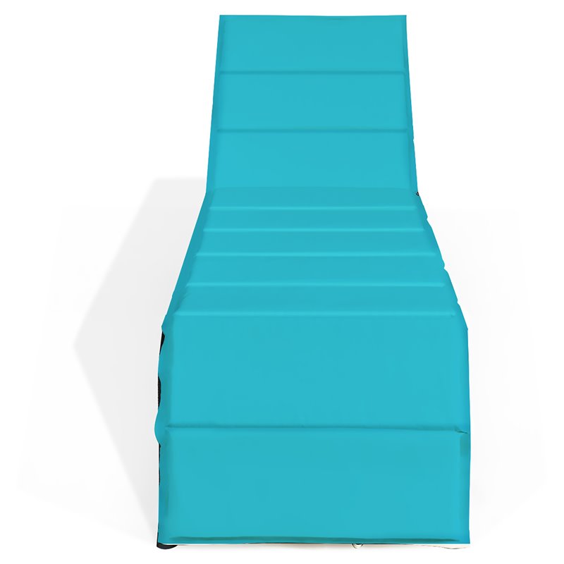 Pemberly Row Rattan Adjustable Cushioned Back Patio Lounge Chair in Turquoise