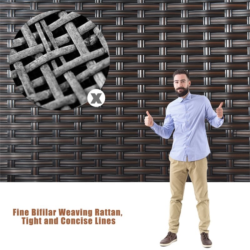 Pemberly Row 4-piece PE Rattan Patio Furniture Set with Cushioned Seat in Brown