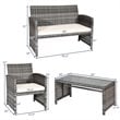 Pemberly Row 4-piece Rattan Patio Furniture Set with Padded Cushions in Mix Gray