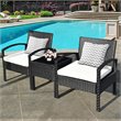 Pemberly Row 3-piece Rattan Patio Furniture Set with Seat Cushions in Black