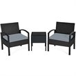 Pemberly Row 3-piece Rattan Patio Furniture Set with Seat Cushions in Gray/Black