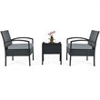 Pemberly Row 3-piece Rattan Patio Furniture Set with Seat Cushions in Gray/Black