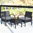 Pemberly Row 3-piece Rattan Patio Furniture Set with Seat Cushions in Gray/Black