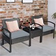 Pemberly Row 3-piece Rattan Patio Furniture Set with Seat Cushions in Gray/Black