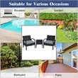 Pemberly Row 3-piece Rattan Patio Furniture Set with Seat Cushions in Gray/Black