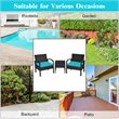 Pemberly Row 3-piece Rattan Patio Furniture Set with Seat Cushions in Turquoise