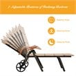 Pemberly Row Aluminum Rattan Patio Lounger Recliner Chair with Wheels in Brown