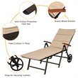 Pemberly Row Aluminum Rattan Patio Lounger Recliner Chair with Wheels in Brown