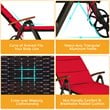 Pemberly Row Aluminum Rattan Patio Lounger Recliner Chair with Wheels in Red