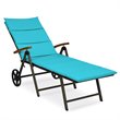 Pemberly Row Aluminum Rattan Patio Lounger Recliner Chair w/ Wheels in Turquoise