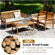 Pemberly Row 4-Pc Wood Outdoor Sofa Furniture Set with Coffee Table in Natural