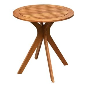 Pemberly Row 27&quot Round Contemporary Eucalyptus Outdoor Coffee Table in Natural