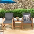 Pemberly Row 3-Pc Acacia Wood Patio Sofa Set with Sloping Back in Natural/Gray