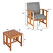 Pemberly Row 3-Pc Acacia Wood Patio Sofa Set with Sloping Back in Natural/Gray