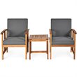 Pemberly Row 3-Pc Acacia Wood Patio Sofa Set with Sloping Back in Natural/Gray