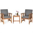 Pemberly Row 3-Pc Acacia Wood Patio Sofa Set with Sloping Back in Natural/Gray