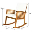 Pemberly Row Acacia Wood Patio Rocking Chair with Cushion in Natural