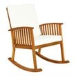 Pemberly Row Acacia Wood Patio Rocking Chair with Cushion in Natural