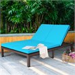 Pemberly Row Rattan 2-Person Patio Lounge Chair w/ Backrest in Turquoise
